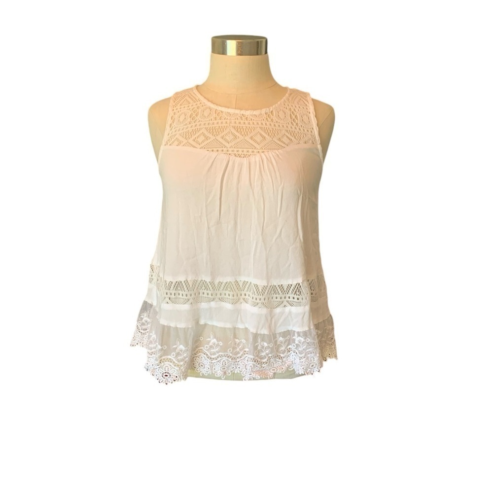 Lace yoke peplum top